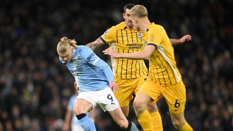 Man City Ditahan Imbang Brighton 1-1 di Etihad, Haaland Cetak Gol Penalti